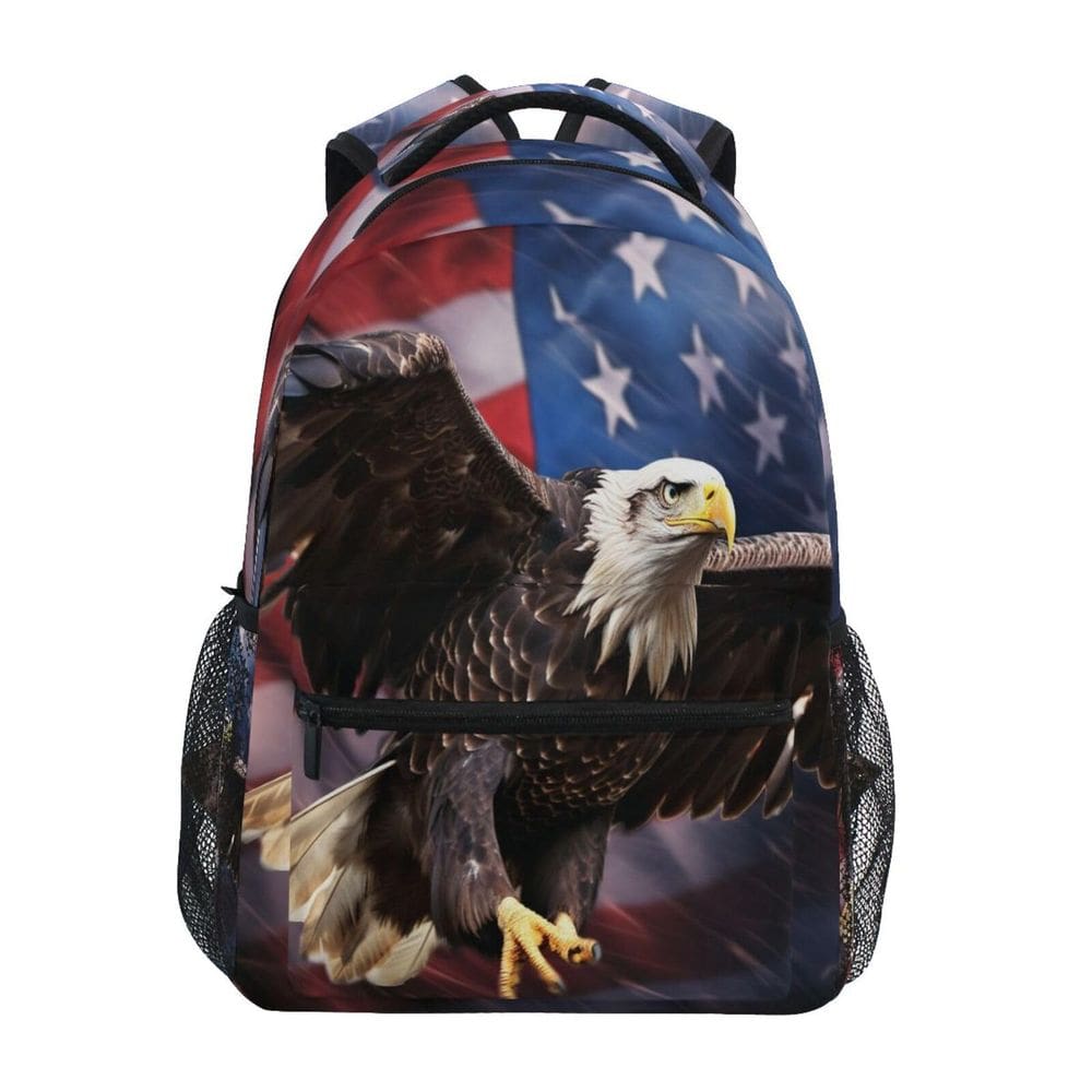 Mochila ALAZA Bald Eagle American Flag para crianças 40,5 x 29 x 17,5 cm