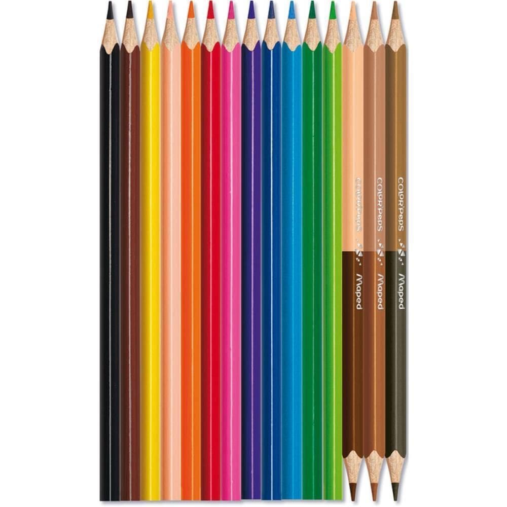 Lapis De Cor Triangular Color Peps 12 Cores+3 Duo Pele