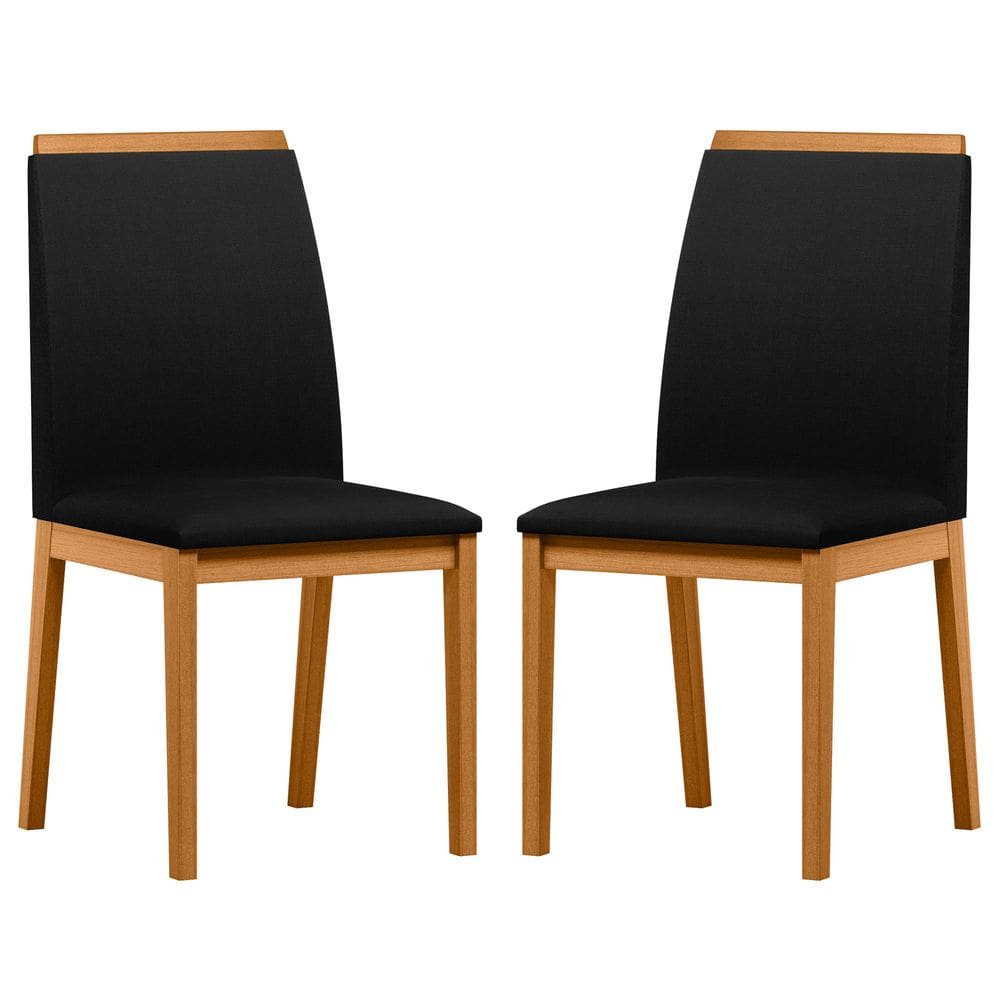 Conjunto com 2 Cadeiras de Jantar Estofada Fernanda Ypê/Veludo Preto Ja03 - New Ceval