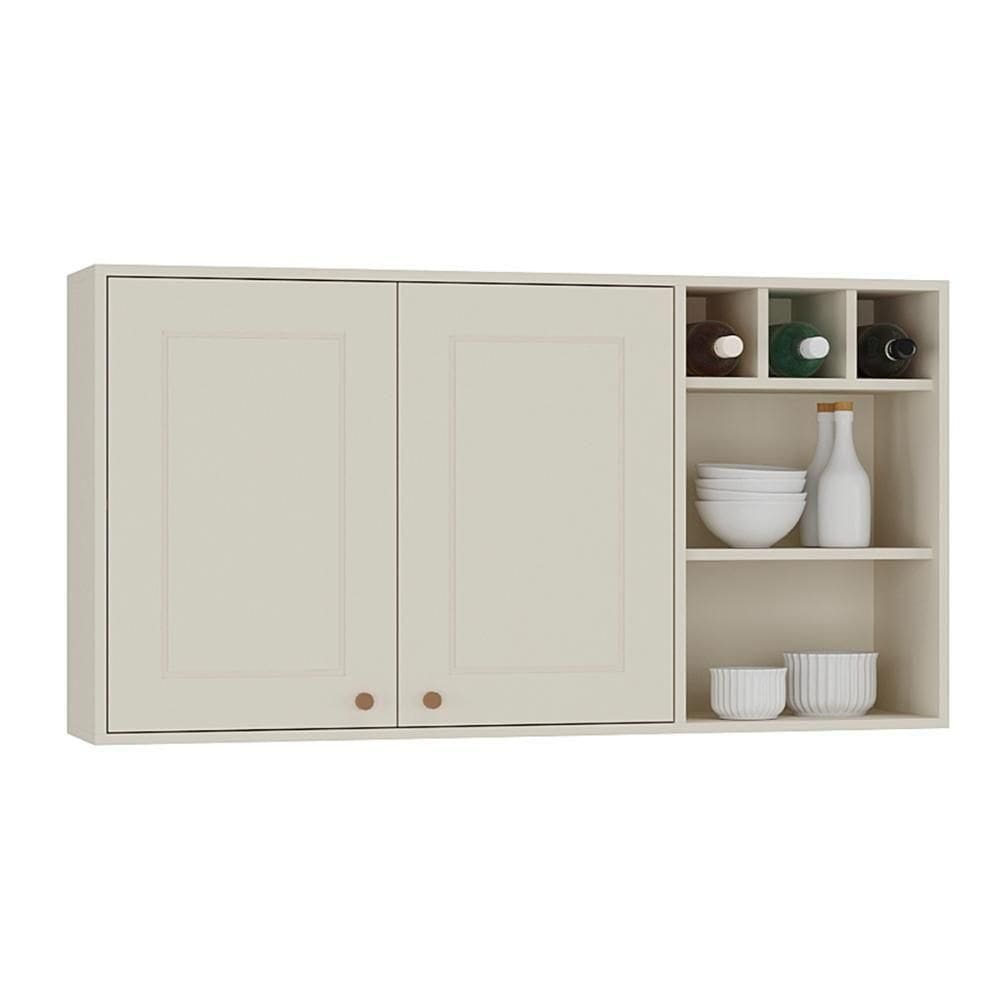 Aéreo Tunísia 120cm Com Nicho 2 Portas E Prateleiras Off White/canelato
