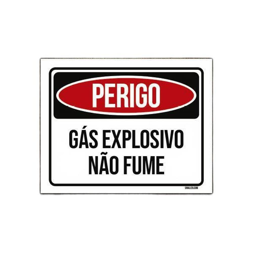 Placa Perigo Gás Explosivo Não Fume 18X23