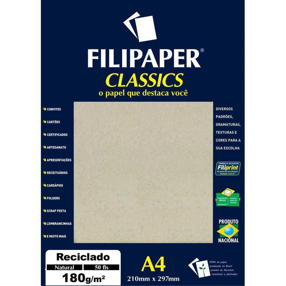 Papel Para Impressão Reciclado Natural A4 180Gr.
