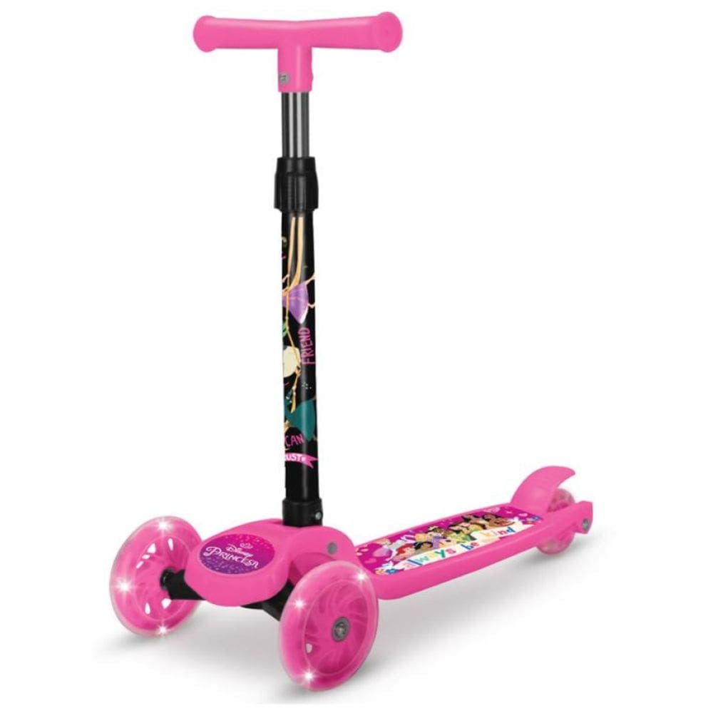 Patinete Com Led Menina Infantil 3 Rodas Princesas Dobrável