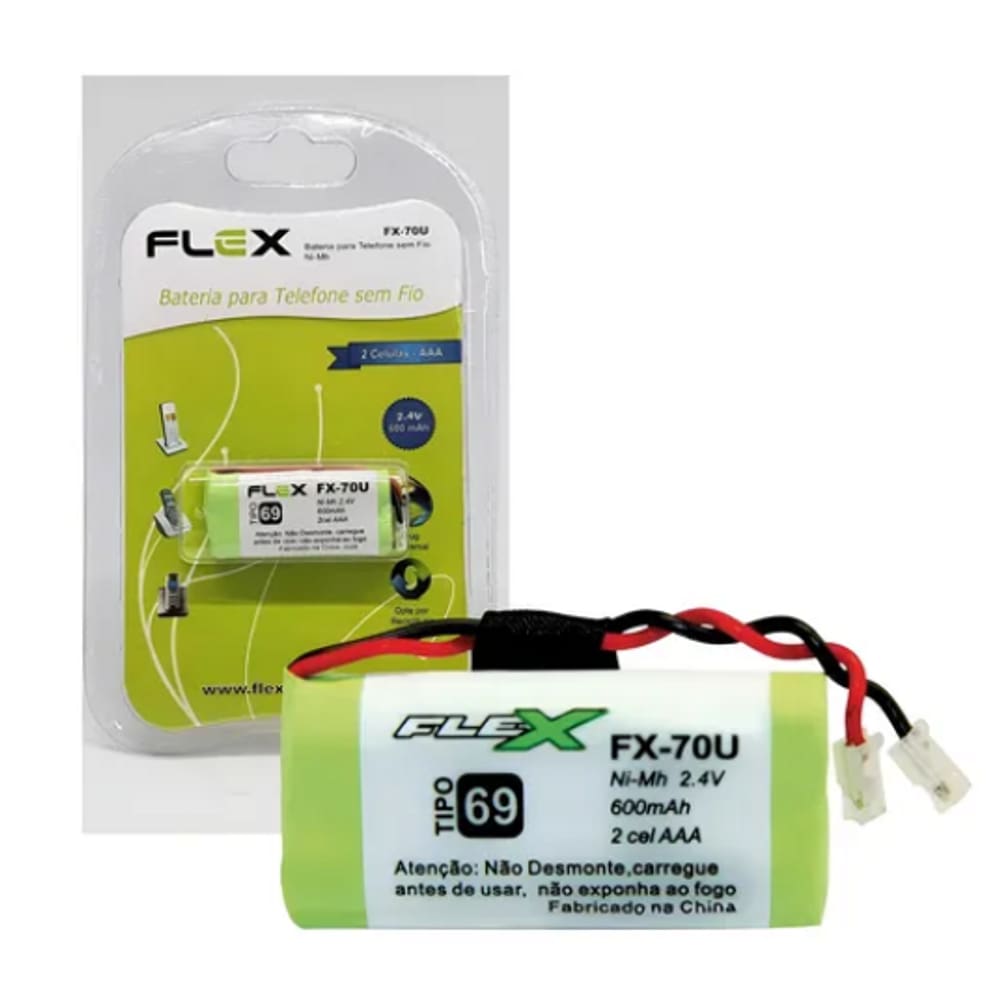 Bateria Telefone Sem Fio 2,4v 600mah Aaa Flex Fx-70u