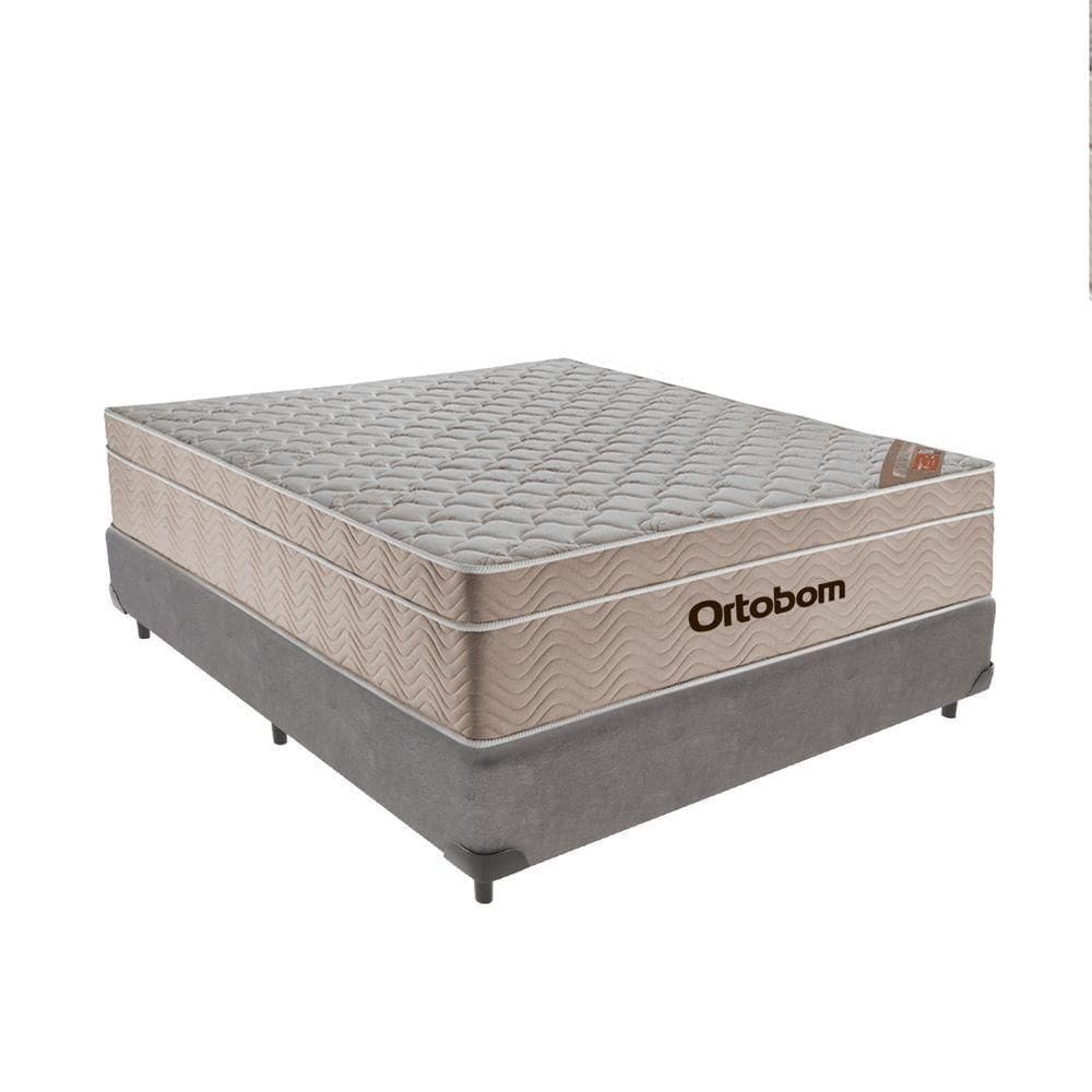 Cama + Box Airtech Colchão Ortobom Viúva 128cm Cinza