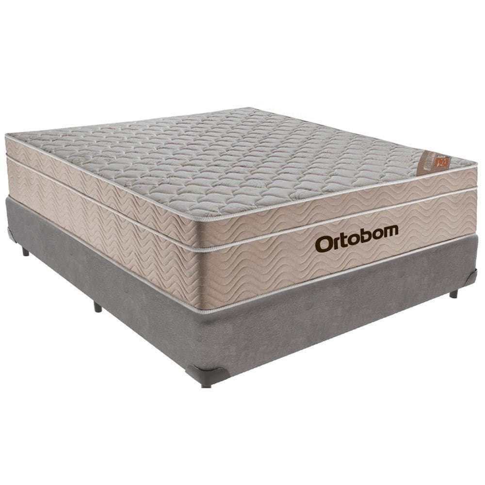 Cama Box Cinza E Colchão Airtech Molas Ensacadas Viúvo Ortobom