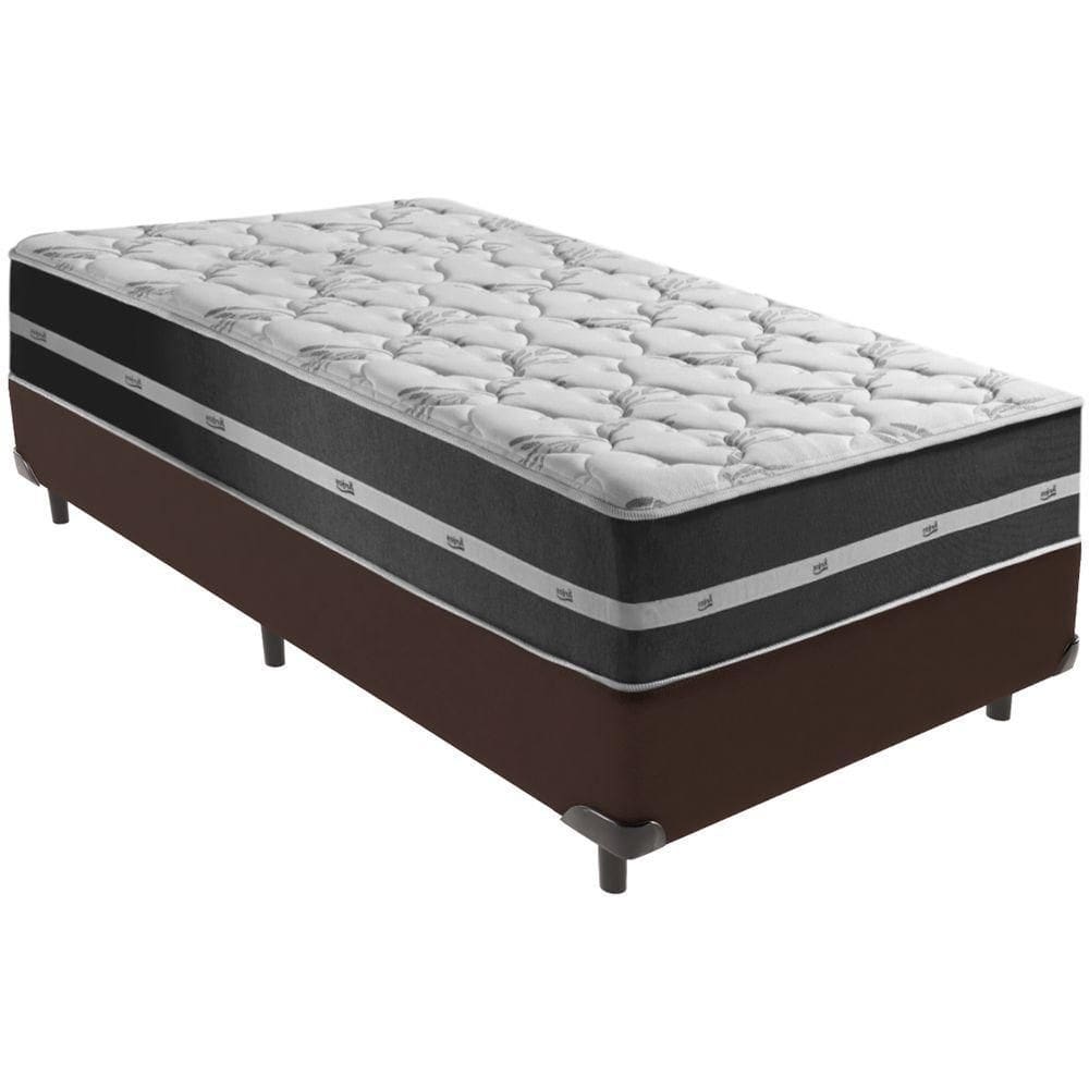 Cama Box Marrom E Colchão Classic Preto Molas Ensacadas Solteiro