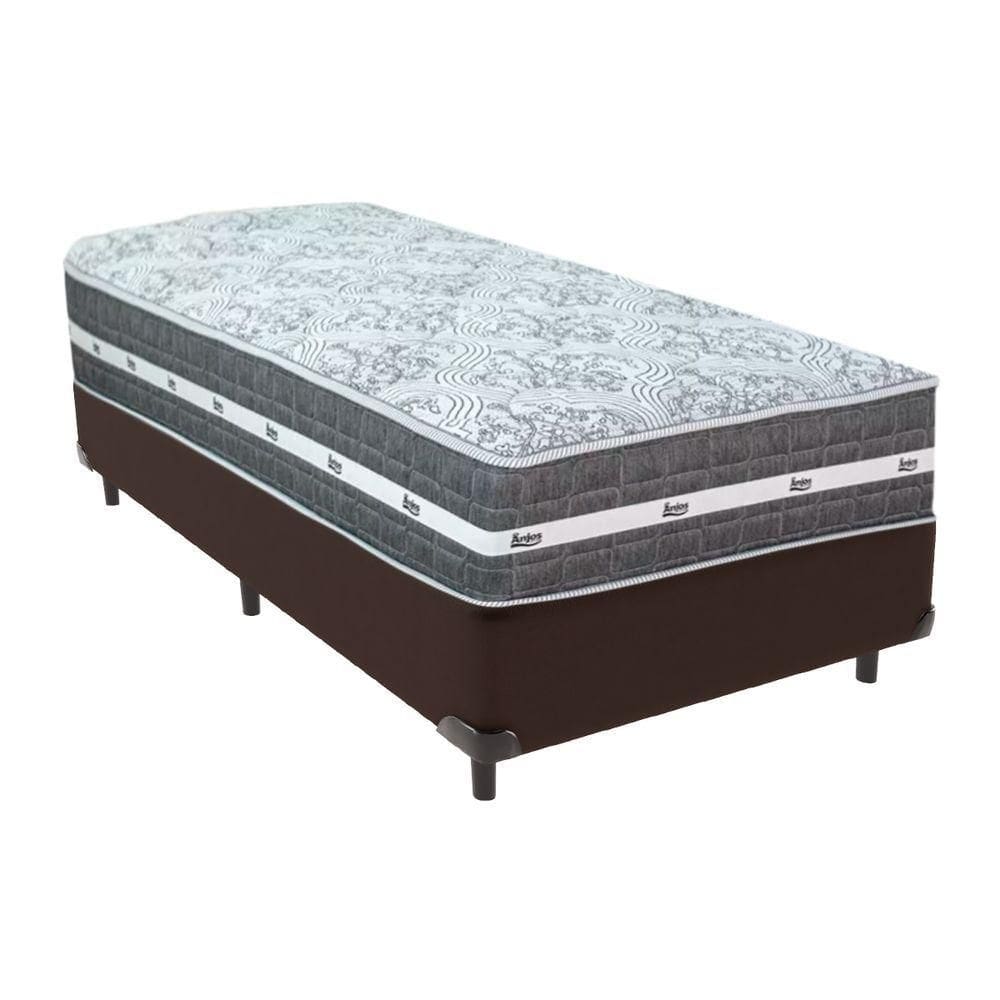 Cama Box Marrom E Colchão Black Graphite Molas Ensacadas Solteiro 88x188x32