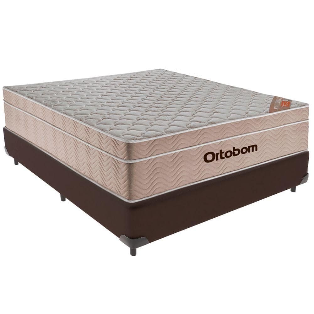 Cama Box Marrom E Colchão Airtech Molas Ensacadas Casal Ortobom
