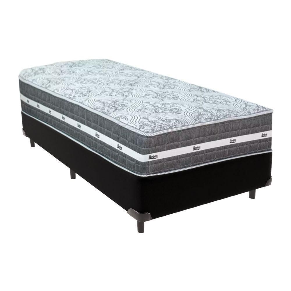 Cama Box Preto E Colchão Black Graphite Molas Ensacadas Solteiro 88x188x27