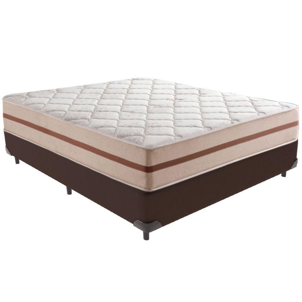 Cama Box Marrom E Colchão Classic 22 Cm Molas Ensacadas Casal