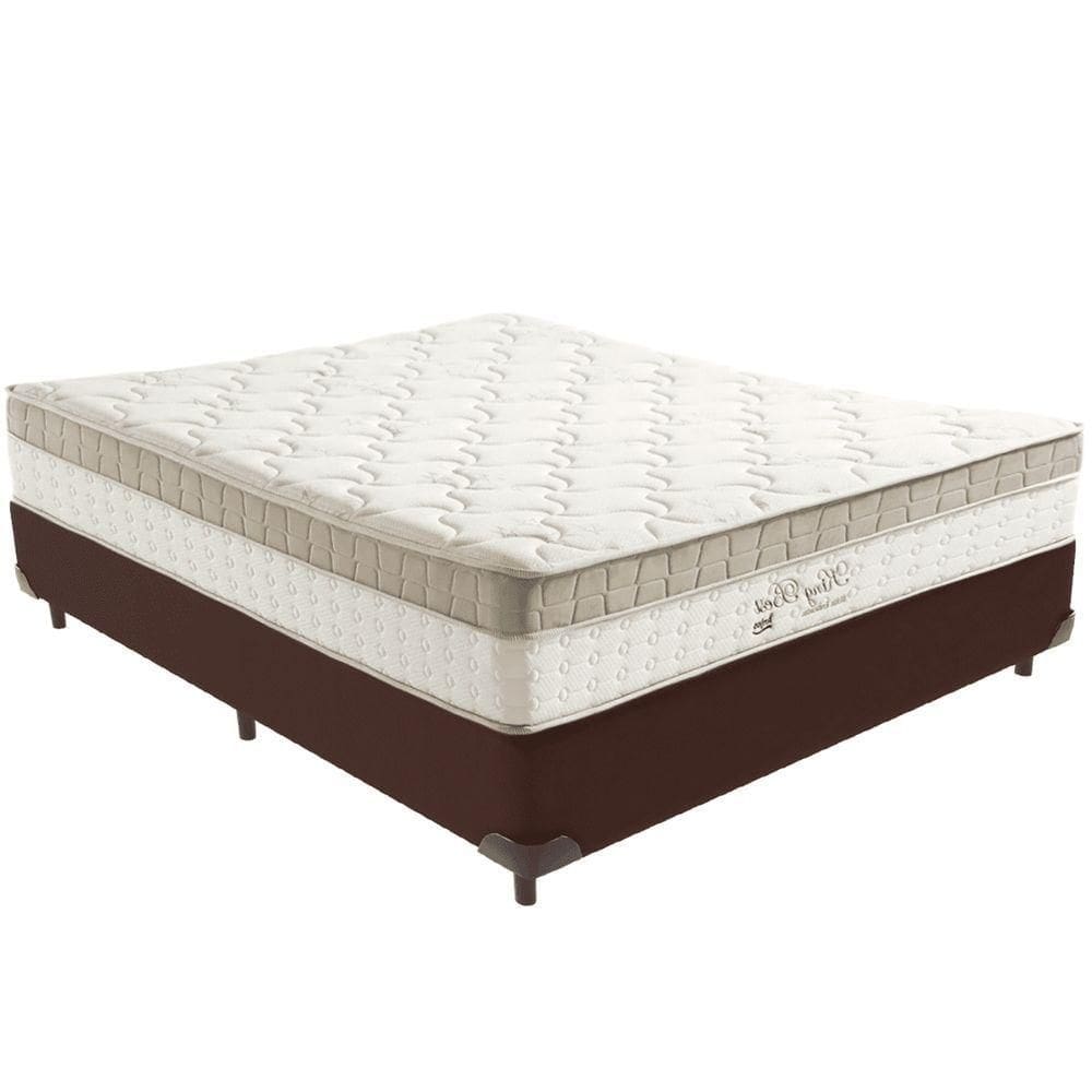 Cama Box Marrom E Colchão King Best Bege Molas Ensacadas Casal