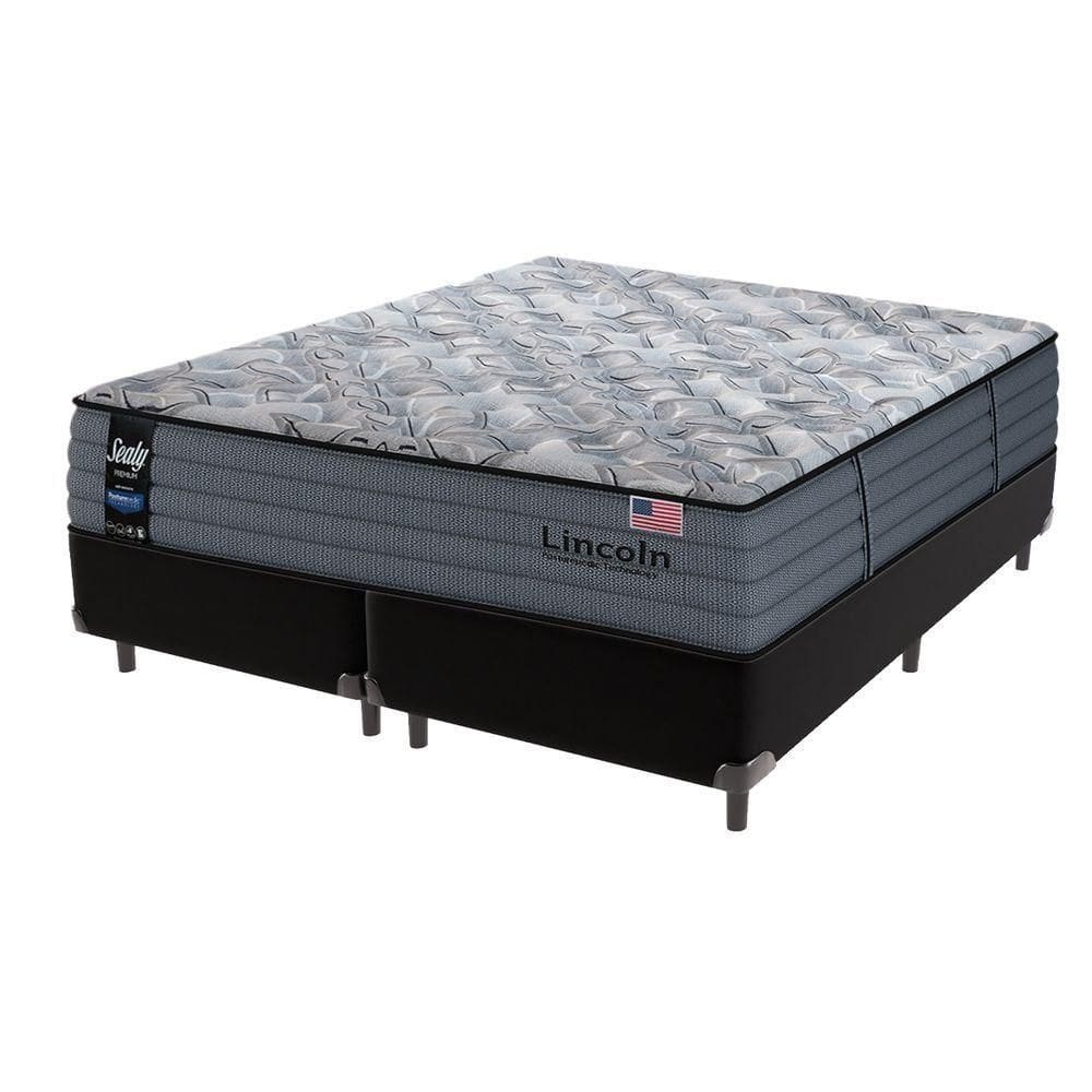 Cama Box Preto E Colchão Queen Lincoln Molas Ensacadas Sealy