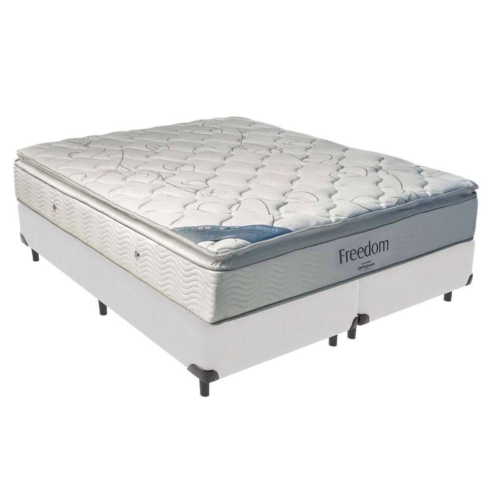 Cama Box King E Colchão Freedom Ortobom D33 Branco