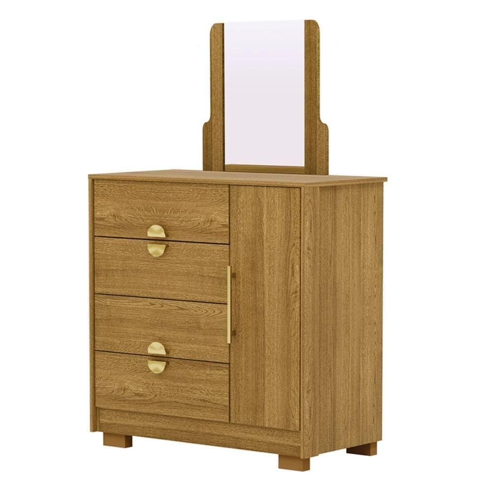 Comoda Com Espelho 4 Gavetas 1 Porta 93 Cm Bel Vlr Nature