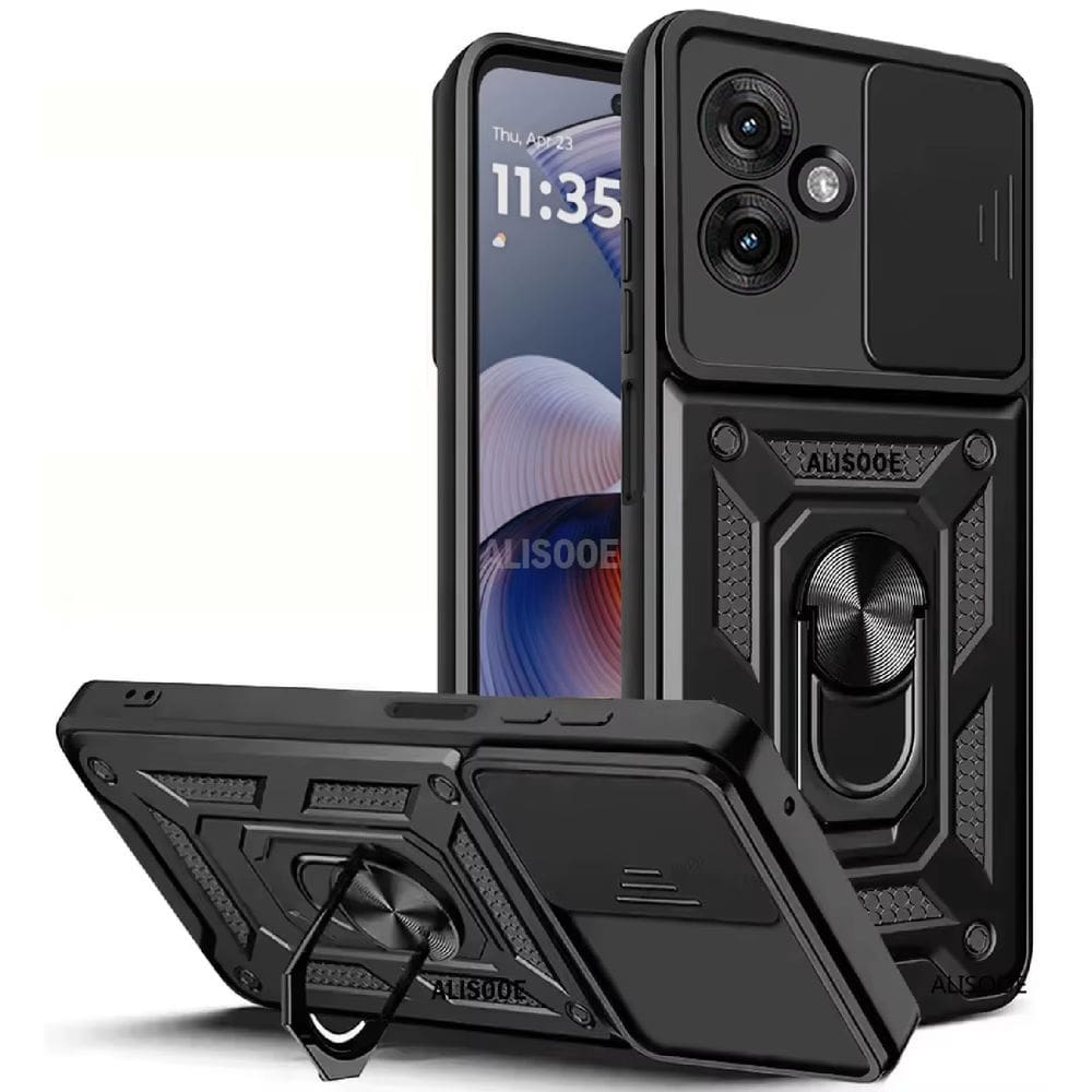 Capa Capinha Armadura C/ Proteção da Camera Suporte Anel 360 Para Motorola Moto G55