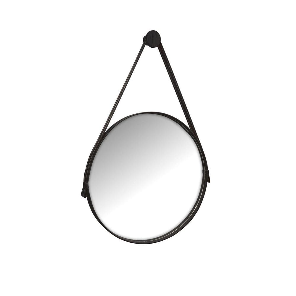 Espelho Decorativo 40Cm Adnet Couro Cor Preto