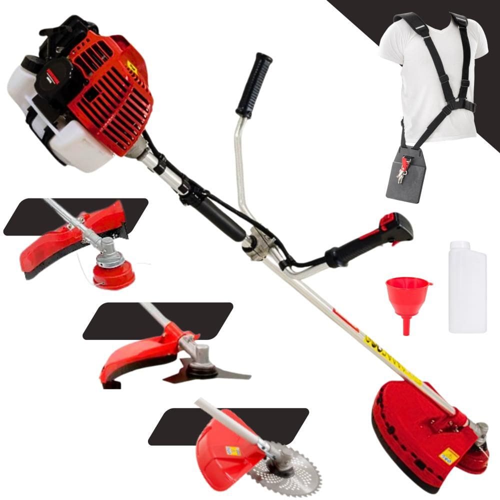Roçadeira Podador de Grama KW43-L Kawashima À Gasolina 2 Tempos 43cc 1,7HP Alta Rotação Completo Com Carretel Nylon + Faca 3 Pontas + Faca 40 Dentes