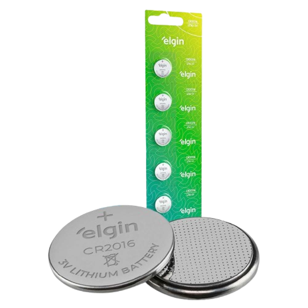 Pilhas Cr 2016 Elgin - Cartela Com 5 Unidades