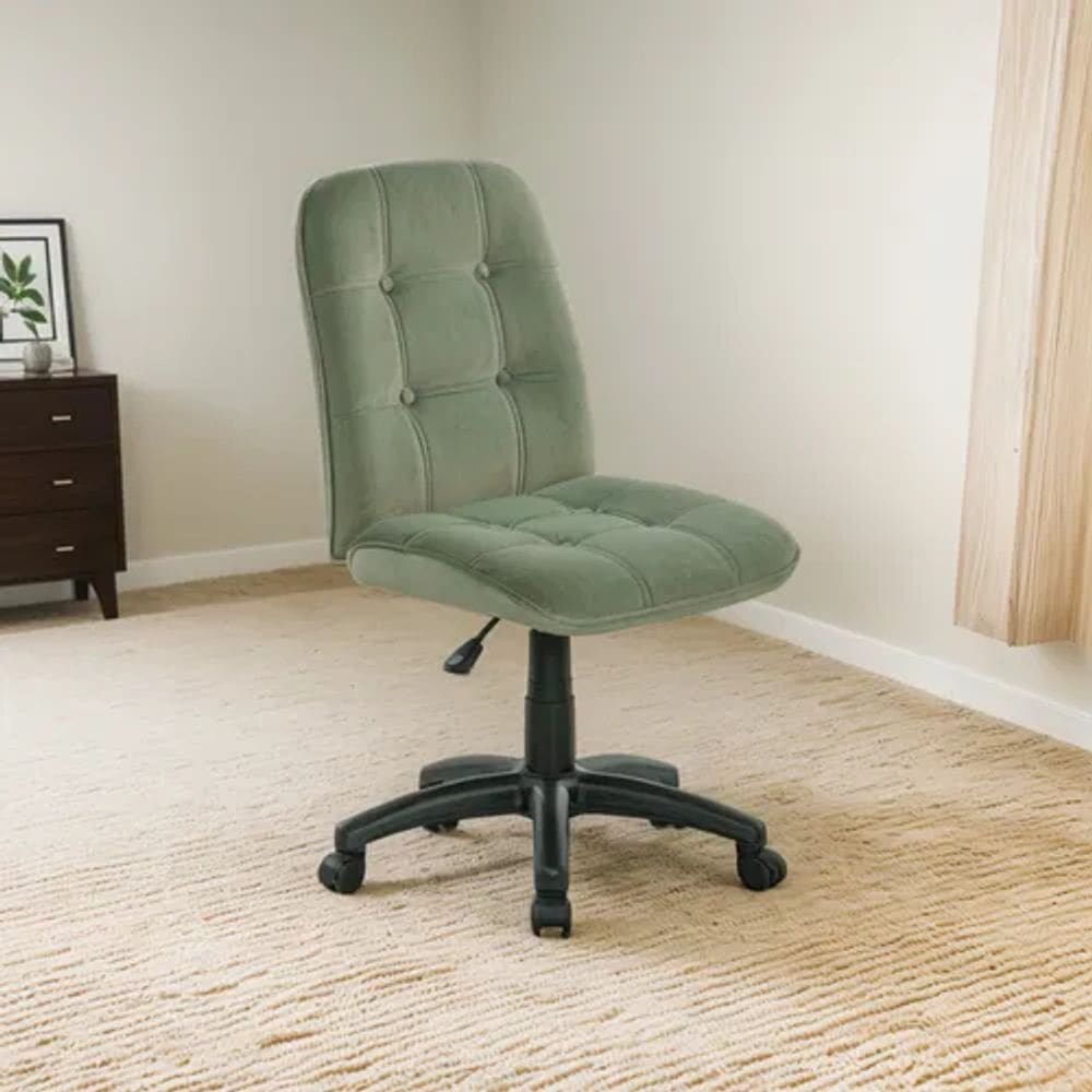 Cadeira Office Tecido Veludo Verde Ate 120kg Moderno Retro