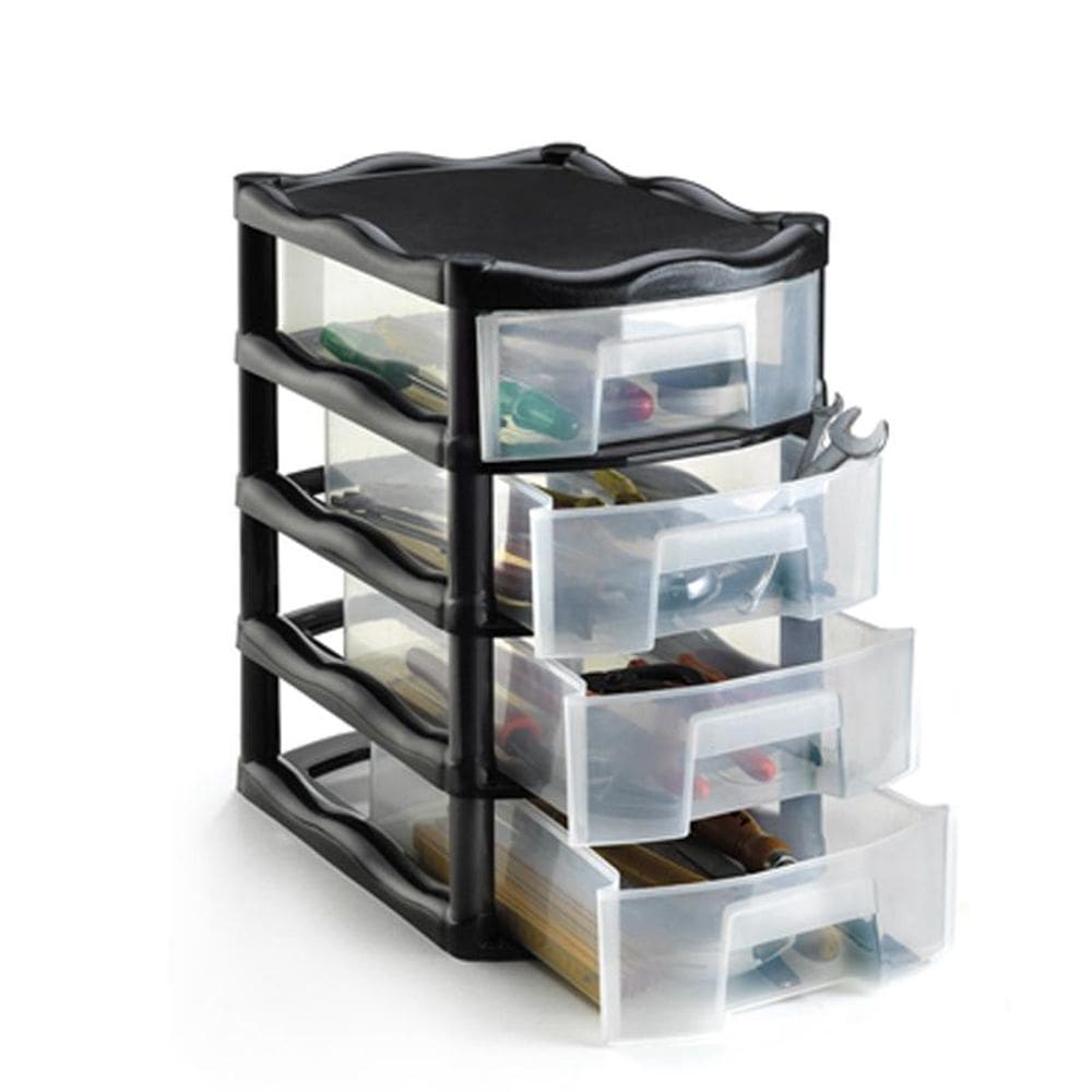 Gaveteiro Organizador Retangular 04 Gavetas Preto