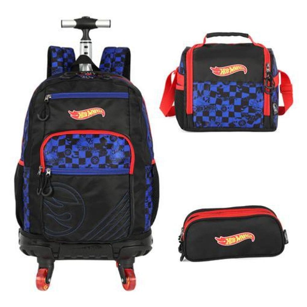 Kit Mochila Rodinhas 360 Porta Notebook  Hot Wheels