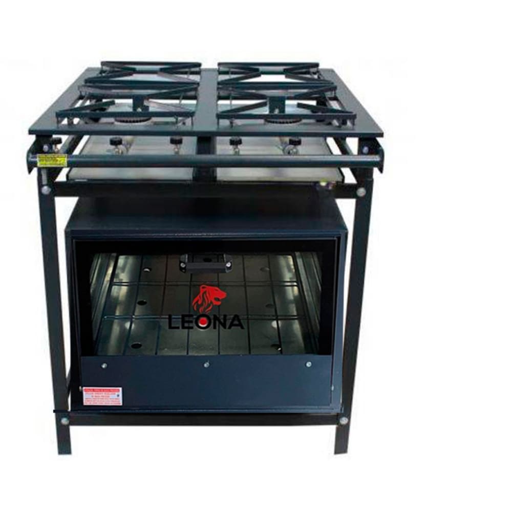 Fogão Industrial 4 Bocas 30x30 Ap P5 com Forno Leona