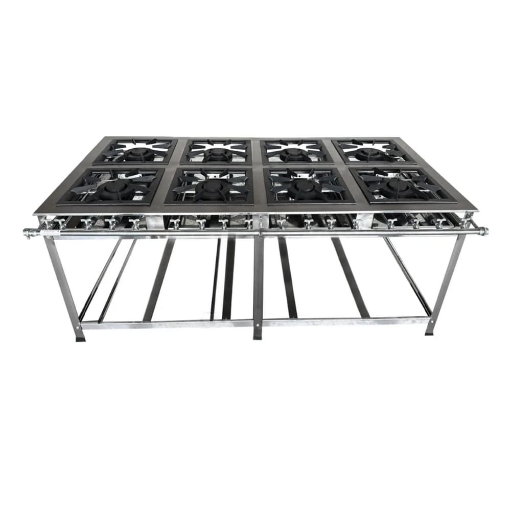 Fogão Industrial 8 Bocas Duplas 30x30 P7 em Aço Inox Leona