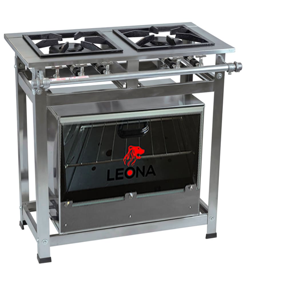 Fogão Industrial 2 Bocas P5 em Aço Inox com Forno Leona