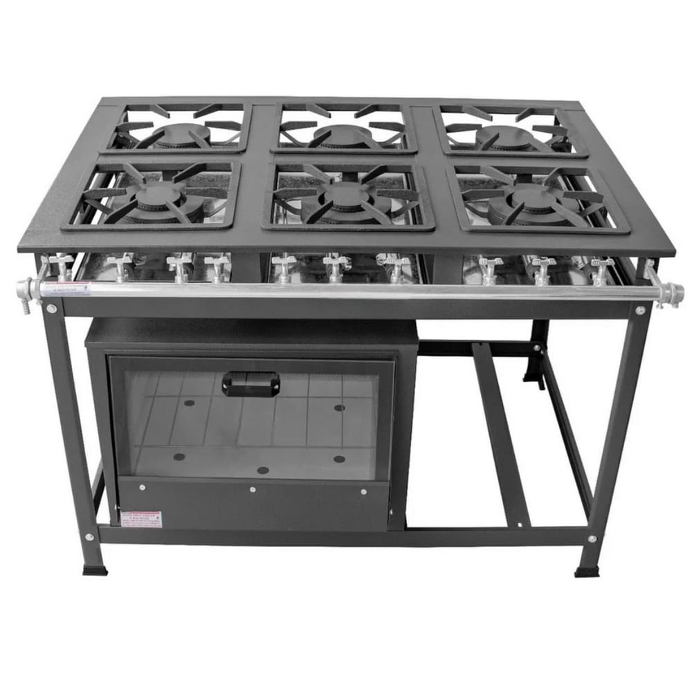 Fogão Industrial 6 Bocas 30x30 P5 com Forno Leona