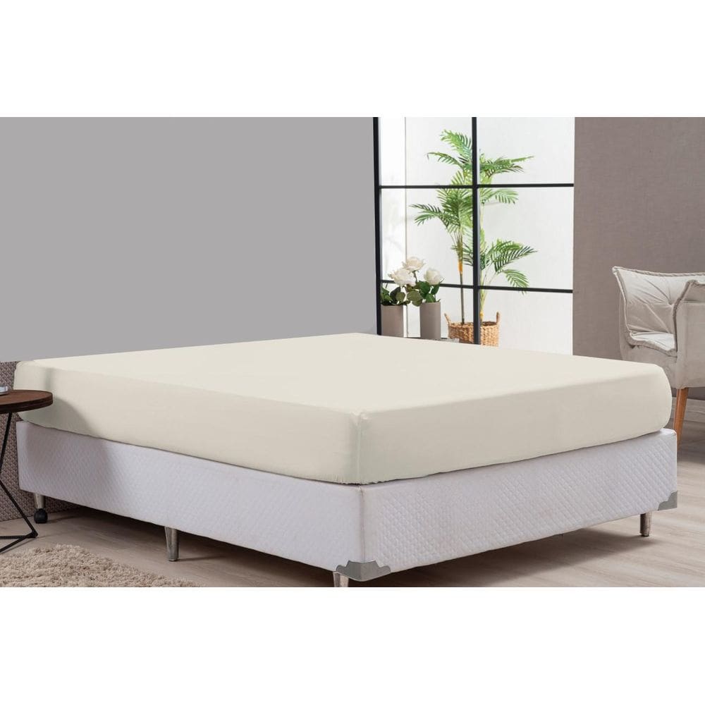 Lençol De Cama Casal King Palha Percal 180 Fios Algodão