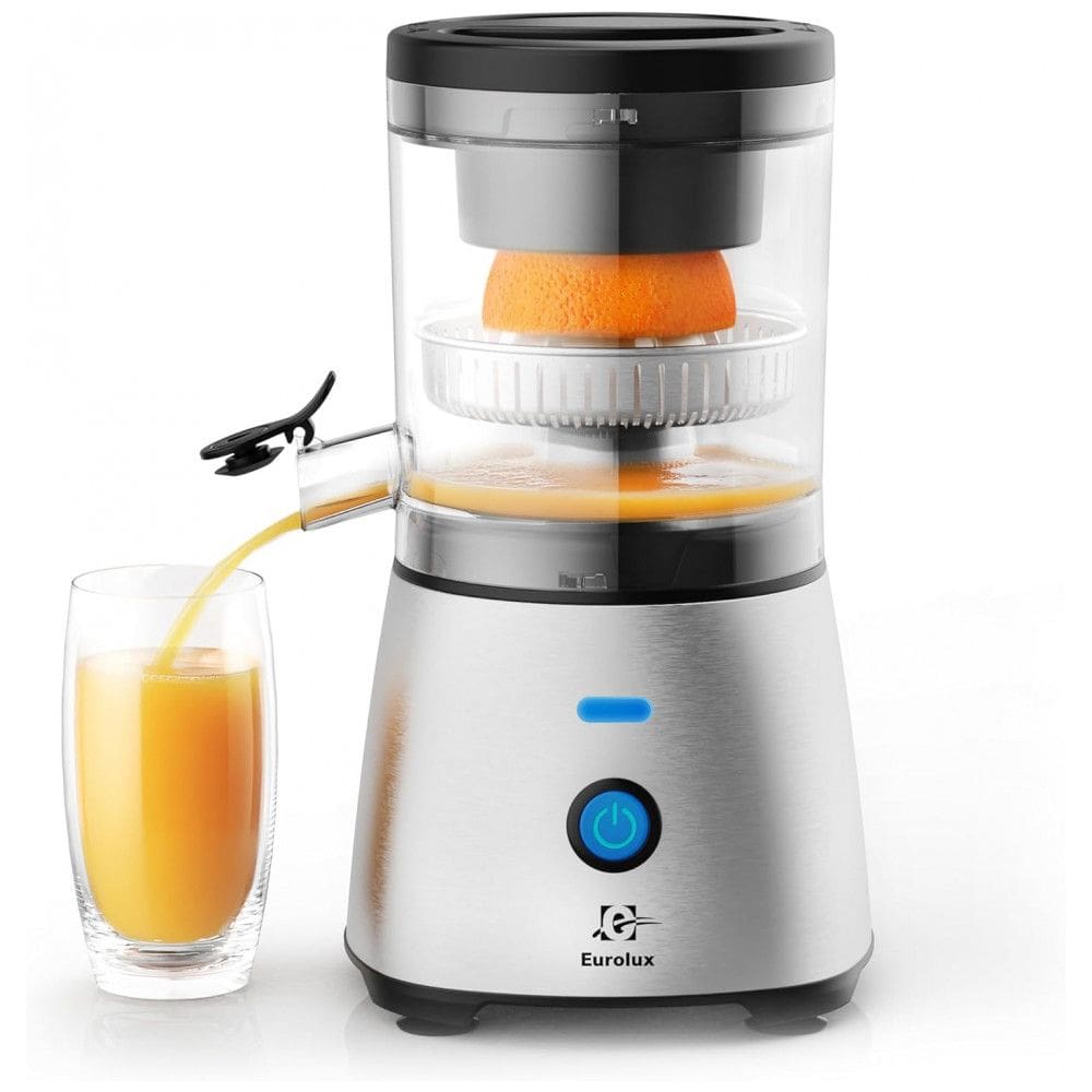 Espremedor de Frutas Cítricas Elétrico Eurolux em Aço Inoxidável - Premium, Sem Mãos, Tela de Toque Única para Suco de Laranja de Limões e