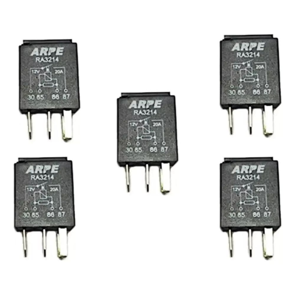 Relé Auxiliar Mini 20A 4 Term Fiat Ford Gm Vw - 5 Pçs