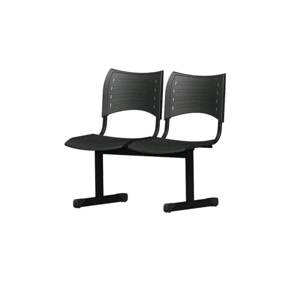 Longarina 2 Lugares Recepção - Sala De Espera Dvs Cor Preta