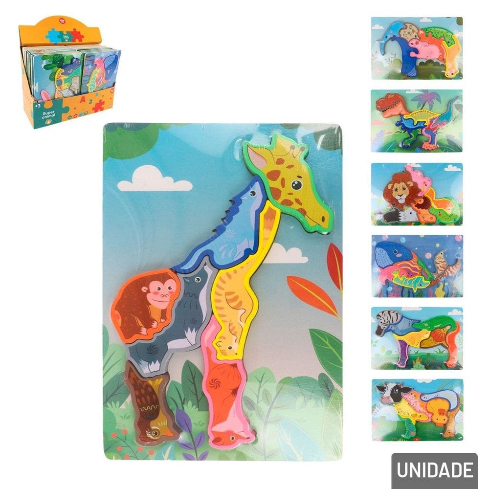 Quebra Cabeça de Madeira Animais  - Tudo em Caixa