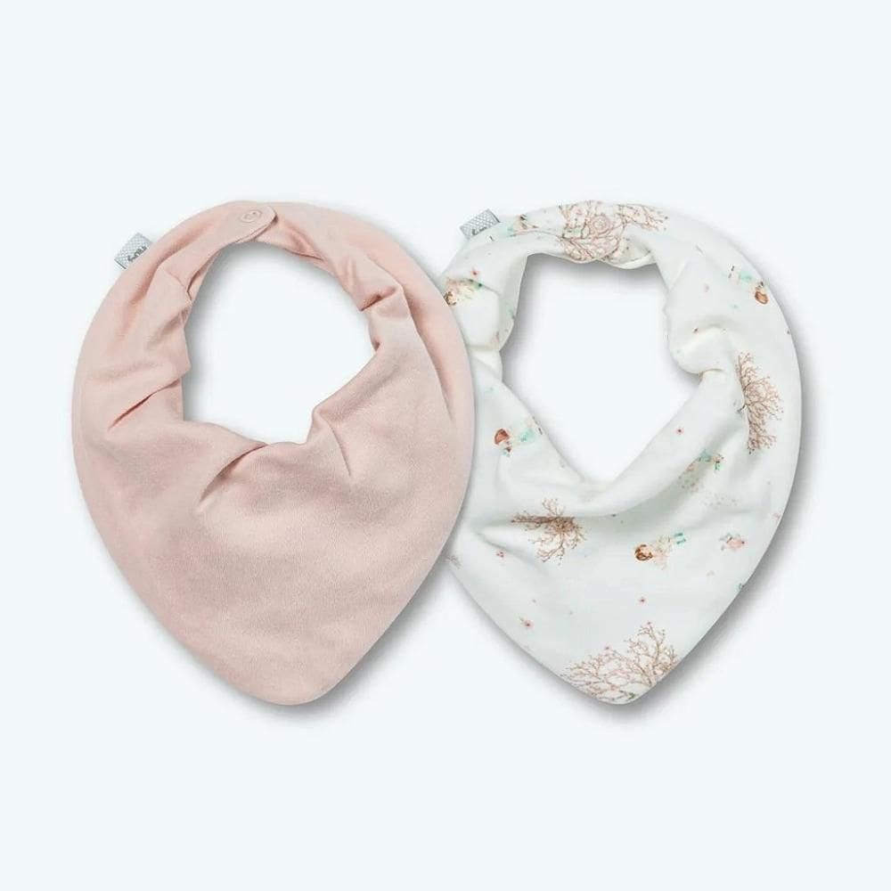 Kit Com 2 Babadores Hug Bandana Cerejeira Rosa Pêssego