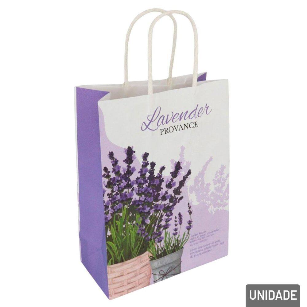Sacola de Papel 30x16cm Flores Lavanda - Tudo em Caixa