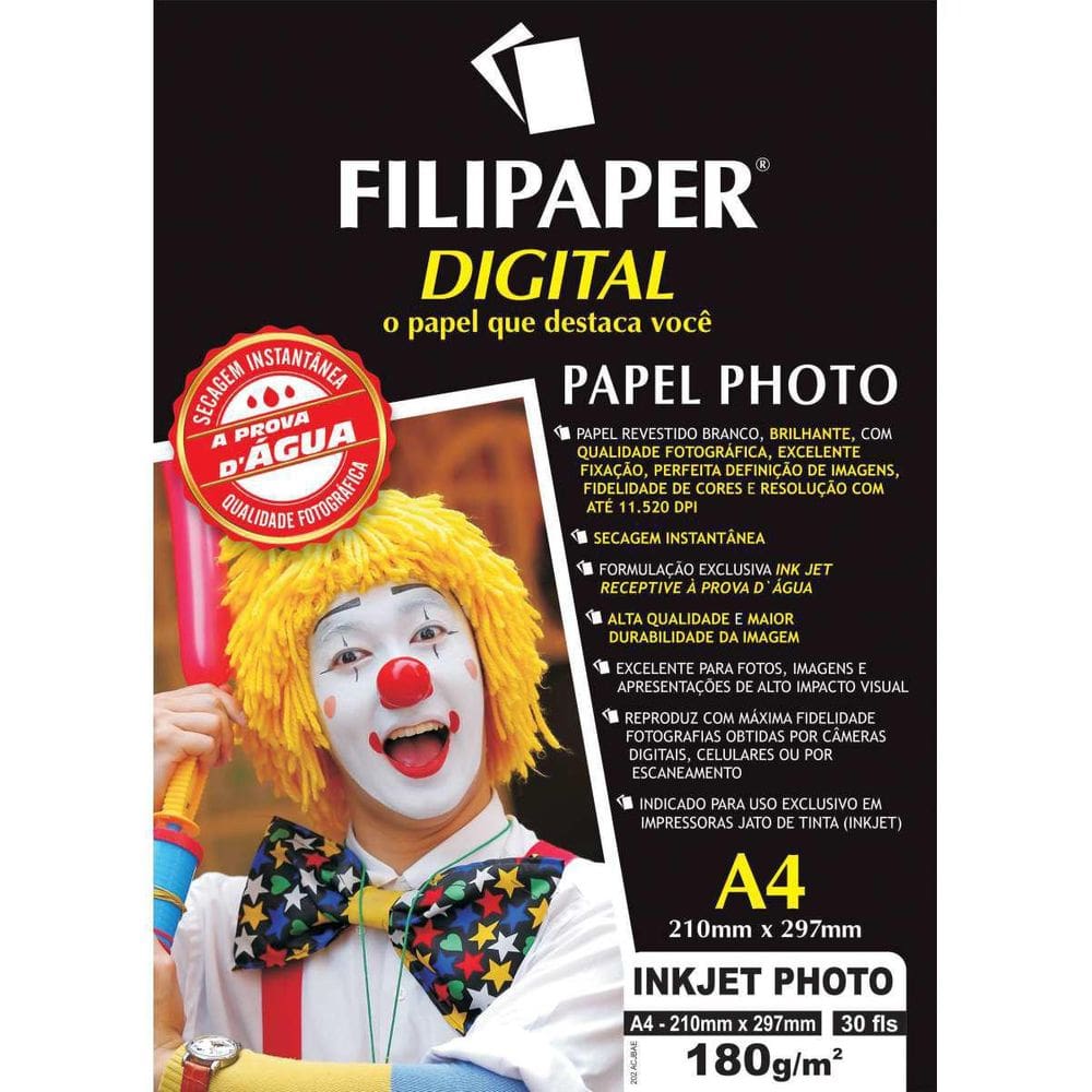 Papel Fotográfico Inkjet A4 Photo Profissional 180G