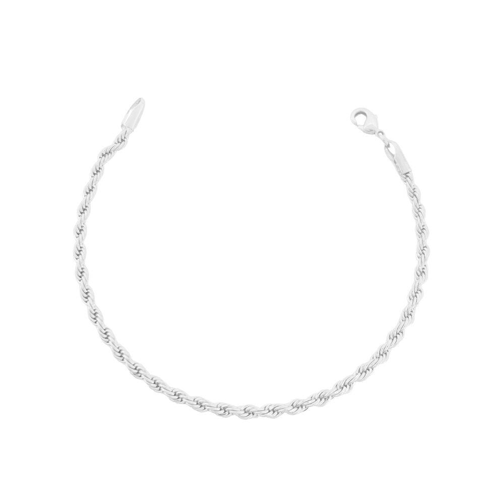Pulseira Cordão Baiano 3mm Banhada a Prata