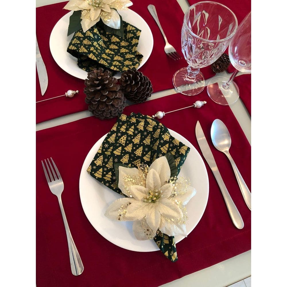 Kit Mesa Posta Jogo Americano 04Lugares Natal Reveillon Deco