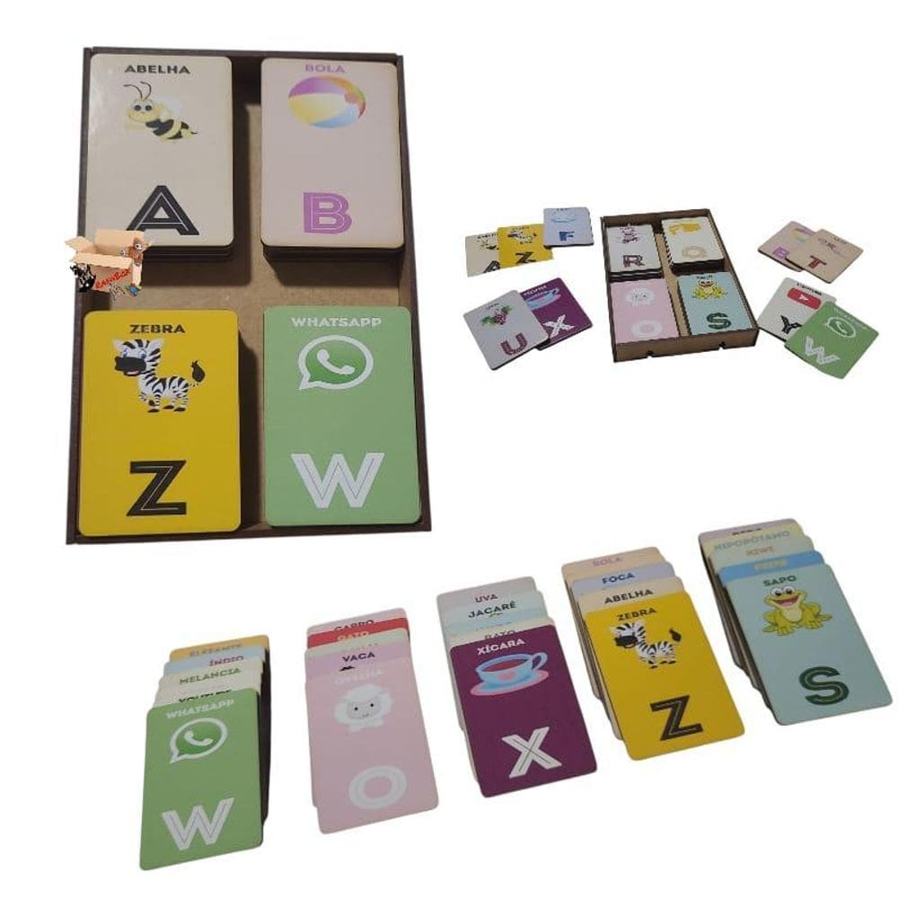 Quebra Cabeça Pedagógico Madeira Estojo Alfabeto Ilustrado