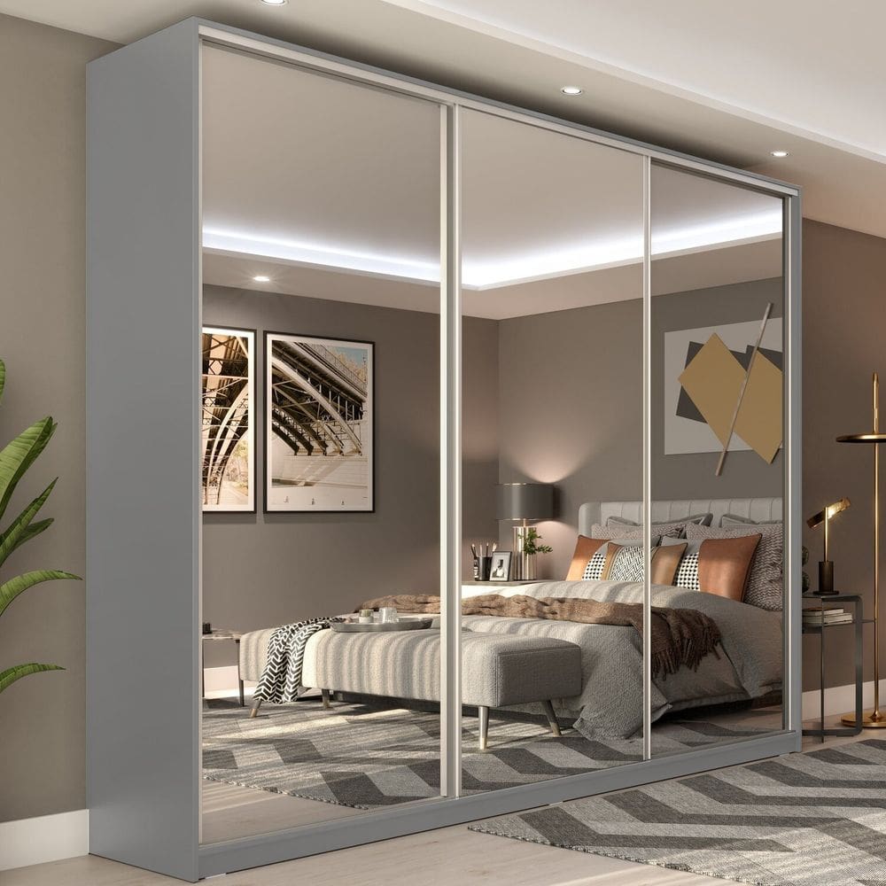 Guarda-roupa Casal com Espelho 3 Portas em Bp Belluno Urbi