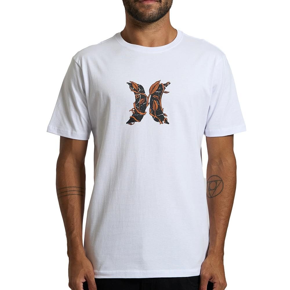 Camiseta Hurley Icon Garden Oversize SM26 Masculina Branco