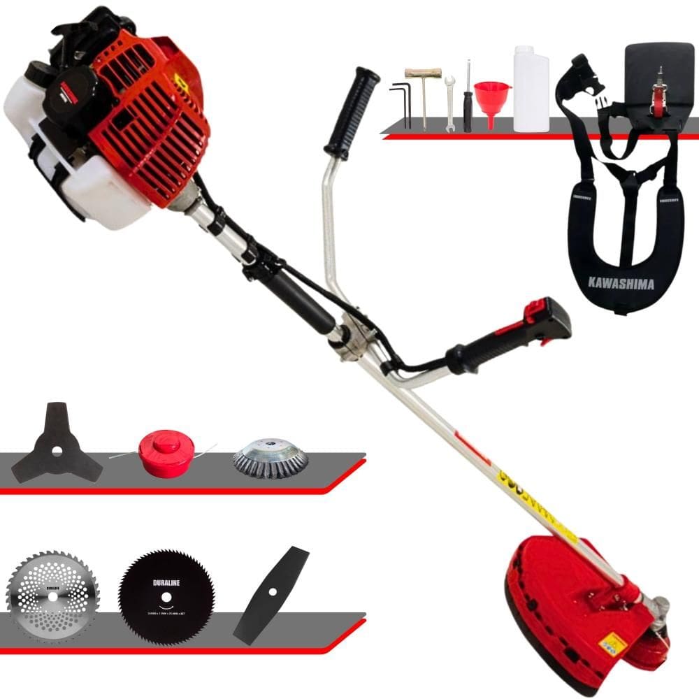 Roçadeira Profissional À Gasolina KW43L Kawashima 43cc 10.000rpm 1,7HP Multifuncional Completa Com 6 Opções de Cortes Para Todos os Tipos de Trabalho