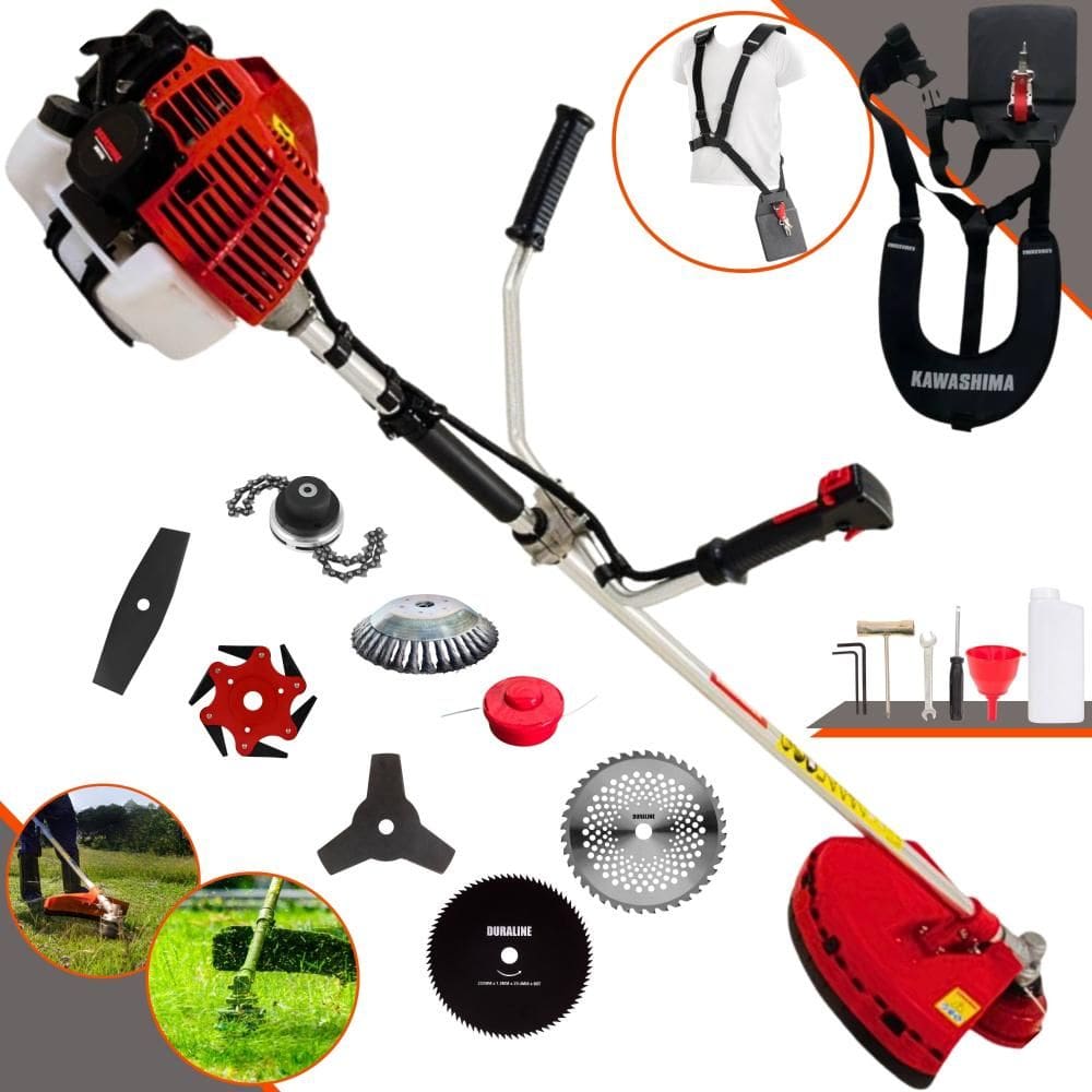 Roçadeira Multifunções Completa Kawashima KW43L À Gasolina 2T 43cc 1,7HP Alta Rotação Ideal Para Todos os Tipos de Trabalhos Com 8 Opções de Cortes
