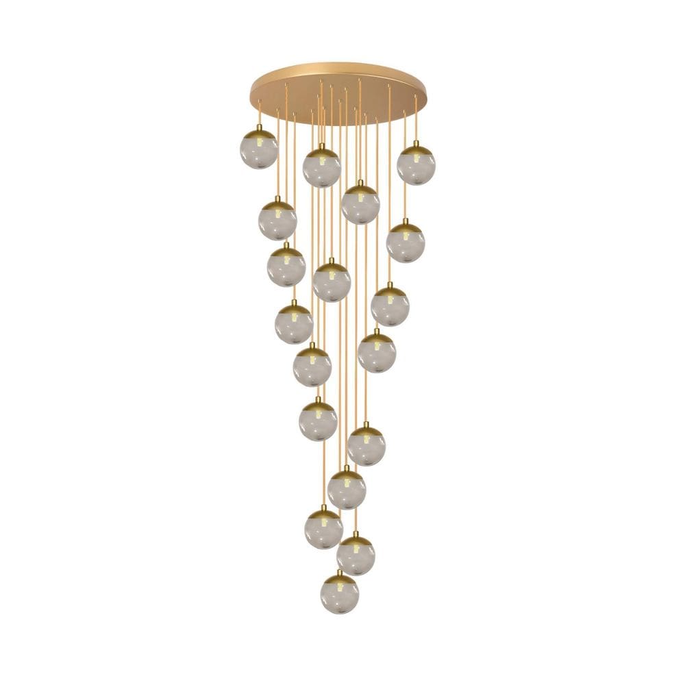 Pendente Moderno Dourado 18 Globos Pé Direito Duplo Escada V