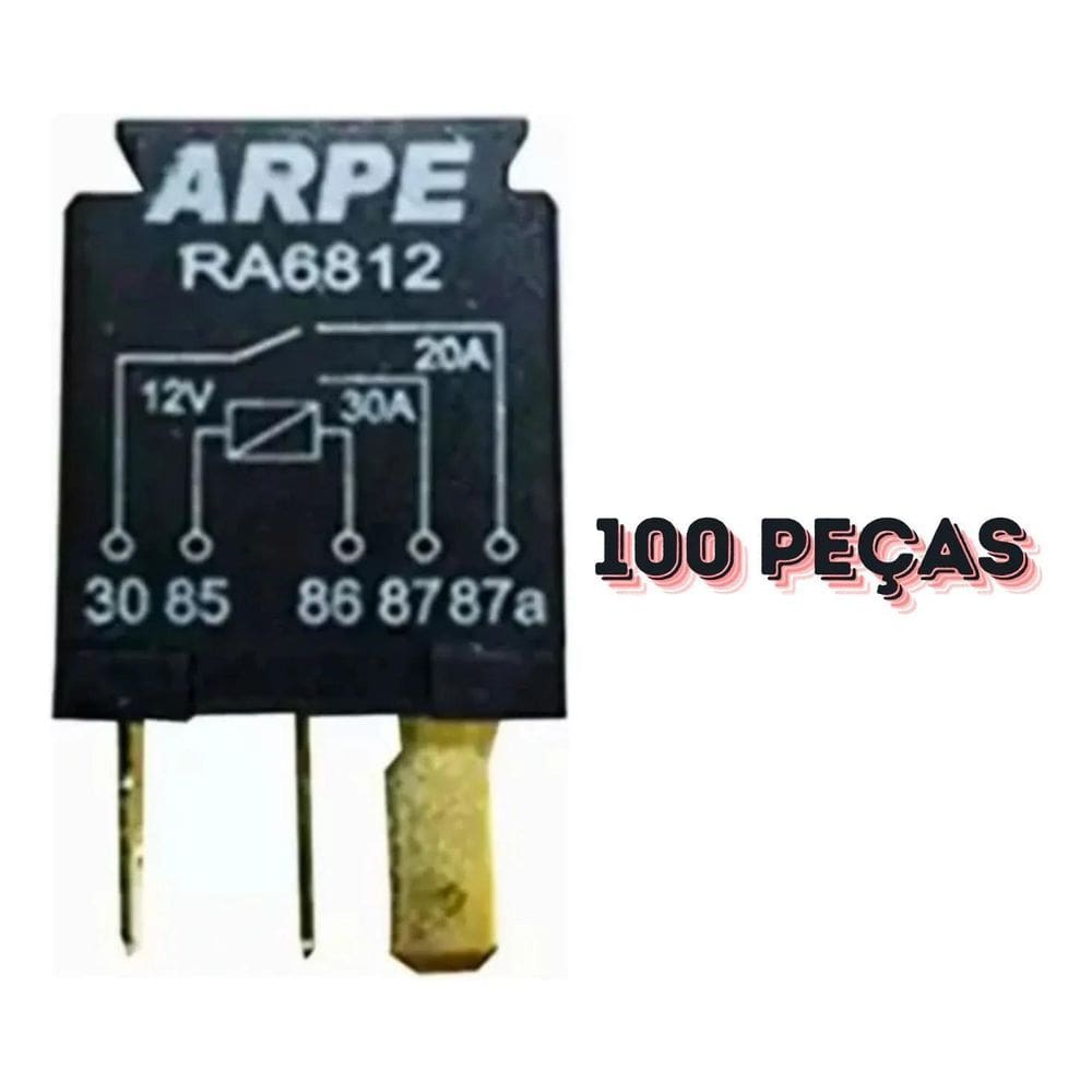 Relé Auxiliar Mini 30/20A 5 Term Reversível Gm Ford Vw 100Pç