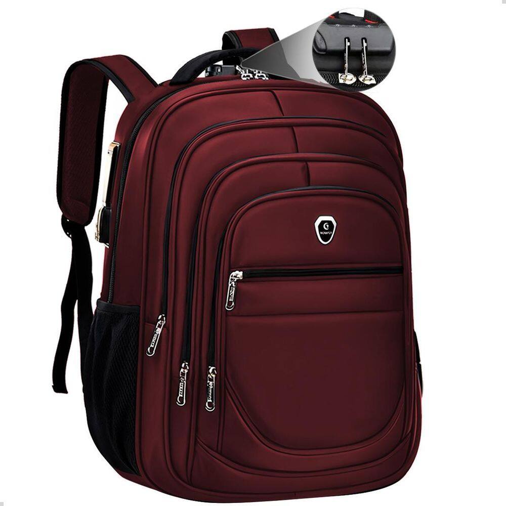 Mochila Executiva Grande Faculdade Trava Notebook Vermelho