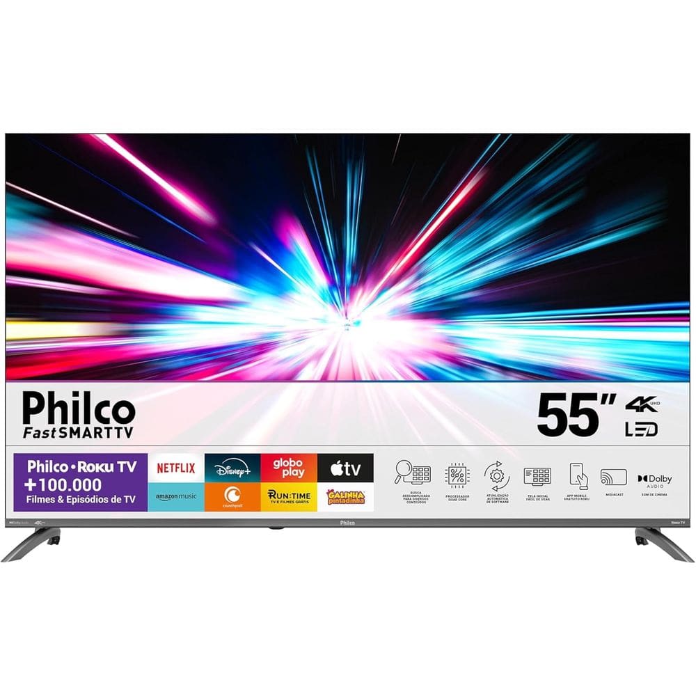 Smart TV 55 Philco P55CRA 4K UHD Android Wi Fi HDR HDMI USB