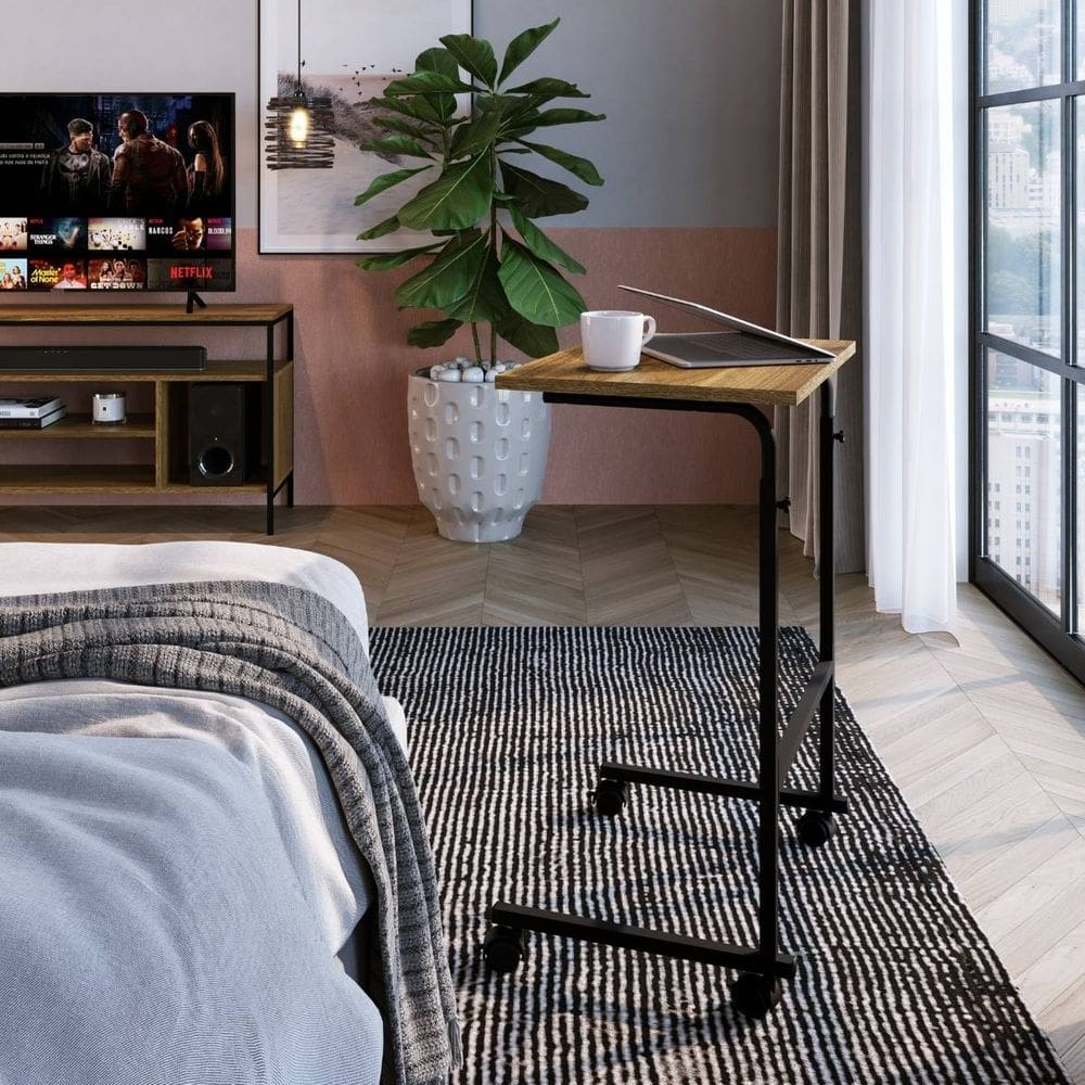 Mesa de Apoio p/ Sofá Cama Sala Jantar c/ Rodinhas Auxiliar